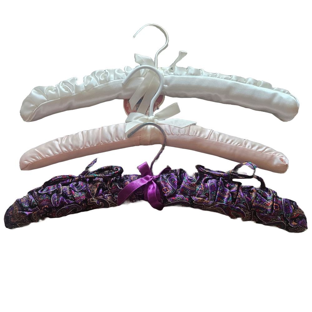 Vintage Satin and Paisley Padded Hangers Set Of 3